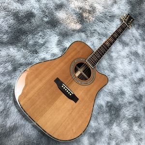 Solid wood polished D45 cornerless model folk electric acoustic guitar