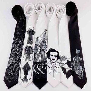 Male men's Original design Printing Fun 7CM Tie Retro Casual Personality Arts Female Student Sketch necktie