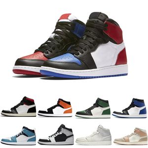 Jumpman 1 Mens Basketball Shoes University Blue Leather Hyper Royal Smoke Grey 1s Chicago Red Dark Mocha Digital Pink walking Women Outdoor trainers Sneakers