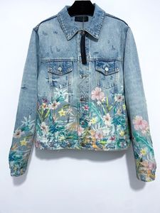 2022 Vår och höst Ny Street Style Luxury Jacket ~ Högkvalitativ modeutskriftsmaterial US-storlek Single-breasted Blue Mens Designer Short Jean Jacket