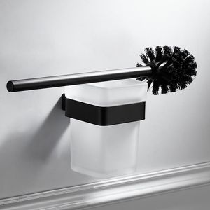 Toilet Brushes & Holders 304 Stainless Steel Bathroom Accessories Matte Black Brush Holder Wall Mounted Clean Glass Toliet Cup