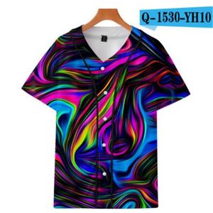 Homem Verão Baseball Jersey Botões T-shirts 3D Impresso Streetwear Tees Camiseta Roupas de Hip Hop Boa Qualidade 05