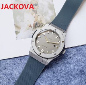 Design de luxo moda clássica totalmente automático relógio homens tamanho 42mm alça de borracha safira vidro relógio de pulso presente