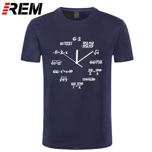 REM 100 % Baumwolle Mathe-Uhr-Druck, lustiges Herren-T-Shirt, lässig, kurzärmelig, O-Ausschnitt, cooles Sommer-T-Shirt 210629