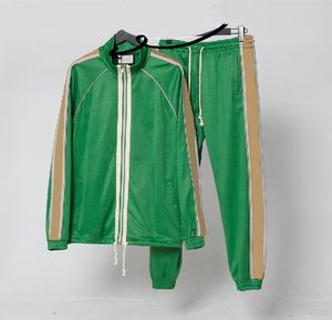 Роскошная дизайнерская версия осень мужские спортивные костюмы одежда Красный зеленый полосатый спортивный костюм
