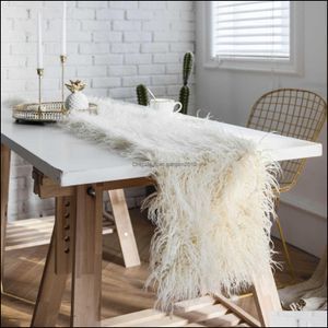 Wholesale natural table runners resale online - Table Runner Cloths Home Textiles Garden Natural Faux Fur Christmas Wedding Champagne Runners Dining Room Restaurant Flag Drop Deli