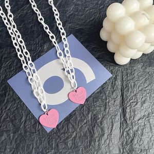 Collares colgantes 1 unids dulce rosa carta de corazón collar para mujeres PVC cadena de moda regalo de joyería ajustable
