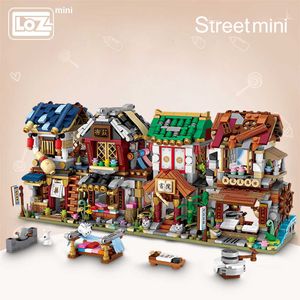 LOZ Mini Block Mini Chinatown China Street Chinese Tradition Special Model DIY Assembly Toys for Children Educational Anime Q0624