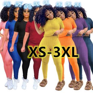 Mulheres Plus Tamanhos Tracksuits Yoga Sweatsuit Jogging Terno Dois Peças Conjuntos Mulheres T-shirt de Manga Curta + Leggings Verão Roupas 2022