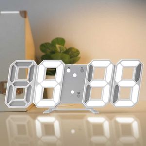 Vintage 3D Große Wanduhr Modernes Design USB LED Digitale Elektronische Uhren An Der Wand Wohnkultur Küche Tischuhr Uhr 210724