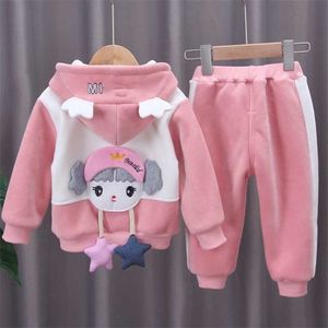 Winter Children Boys Kids Clothes Girl Baby Toddler Girl Children Suits 0-1-4-year-old Girls Two-piece Clothes MickKey Set 211021