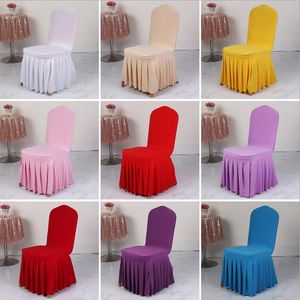 Stolskydd Ruffled Seat Cover Dammsäker Elastisk Stolskydd Hotell Hem Dining Bankettdekoration 10 Design Valfri BT1173