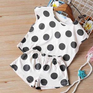 Baby Summer Clothes Polka Dot Printed Clothing Short Sleeve Round Neck Top + Shorts Two Sets Children Girl 210528