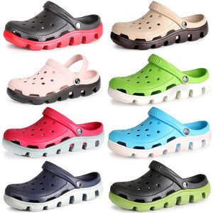 GAI GAI GAI 2021 Waterproof Summer Hole Shoes Slippers Women's Soft-soled Outer Wear Half-drag Nurse Sandals Thick-soled Men Women Eight Contrasting Color Beach