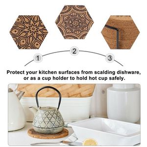 Wholesale table mats shapes for sale - Group buy Mats Pads Nordic Mandala Design Round Shape Wooden Table Mat Coffee Cup With Storage Stand Home Decor
