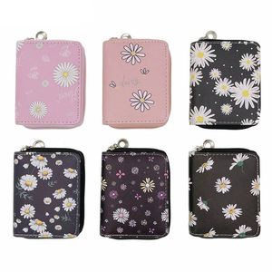 Lovely Daisy Print Lady Women Short Wallet PU Leather Small Coin Purse Cartoon Wallets Pouch For Girls Female Portefeuille Femme