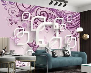 Kitchen Room Silk 3d Wallpaper Purple Flowers Butterflies Home Decor Mural Digital Print Bedroom Waterproof Painting Wall Paper Wallpapers