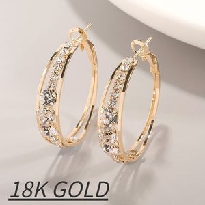 Mode Bling Diamond Hoop Huggie Earring Statement Sequin Circle Gold Earrings for Women Girls