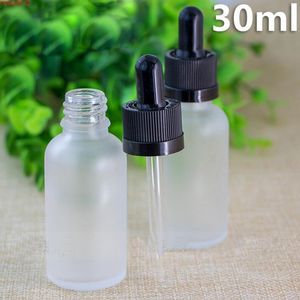 Pusty Frosted Clear Glass Essential Oil Aromaterapia Butelka perfum 30ml E Ciecz z czarną czapką