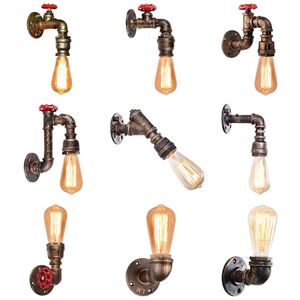 Amerykańskie Vintage Lampy Wall Single-Head Lampki Wścielne Światła Ściany Retro Żelazo Rudzą Wodą Wody Light Sconce Decor 210724