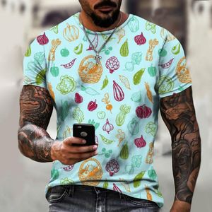 Homens t-shirts 3D Imprimir roupa gráfica esboço legumes multicolor tripulação pescoço unisex mangas curtas casuais confortáveis