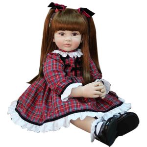 60cm exklusiv stil Silicone Reborn Baby Doll Toy Vinyl Princess Toddler Babies som Alive Bebe Girl Boneca Barnfödelsedagspresent Q0910