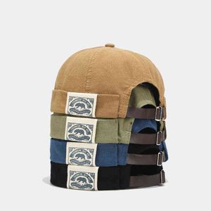 Berretto da uomo Autunno Ricamo Cotone Brimless Cap vintage Urban Unique Street Docker Cappelli multiuso Y21111