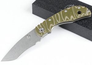 High End Tactical Folding Knife D2 Stone Wash Tanto Point Blade G10 + TC4 Titan Alloy Handtag Utomhus EDC Pocket Knives