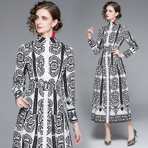 Женское печатное платье 2022 весеннее осеннее платье элегантное элегантное платье рубашки с рубашкой рукаво