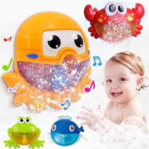 Baby Bath Brinquedos Bubble Machine Caranguejos Sapo Música Crianças Banheira Soap Maker Sala para Crianças 210712