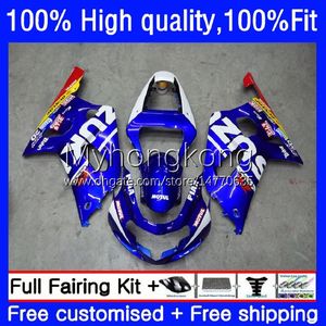 Injektionsformmissioner för Suzuki GSX-R750 K1 750cc GSXR600 GSXR-750 01-03 19NO.0 GSXR 600 750 CC 01 02 03 600CC GSXR-600 GSXR750 2001 2002 2003 OEM Bodys Factory Blue