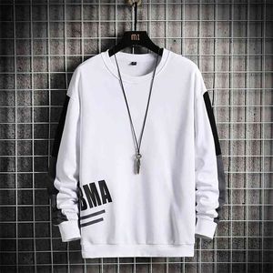 Homens Sweatshirt Outono Streetwear Hip Hop Sweetshirt Crewneck Branco Pullovers moda camisa O-pescoço camisa ocasional wear 100% poliéster 210728