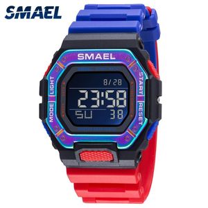 Montre-bracelets Smael Reloj Deportivo 2022 Digital Men Watchs Sport imperméable Watch Pu Wristwatch Relojes Deportivos Zegarek