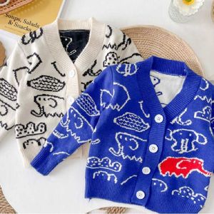 Children's Korean Knitted Cardigan Spring and Autumn Casual Cartoon Sweater Thin Jacket Y1024