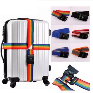 Party Favor Adjustable 410CM Luggage Strap Travel Accessories Cross Belt Packing Suitcase Nylon 3 Digits Password Lock Buckle Strap Belt Tag