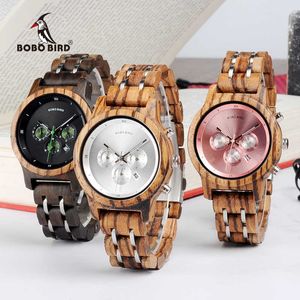 BOBO BIRD Damenuhren Relogio feminino Holz Damen Quarz Stoppuhr Armbanduhr Geschenk für Freundin in Box Saat Erkek Uhr 210616