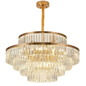 K9 Cristal Chandelier 6 Camada Luxo Lamp Lâmpada de Pingente Indoor Iluminação para Staircase Sala de estar Decoração