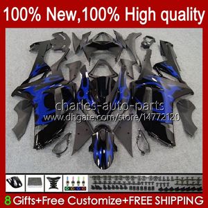 Motorcycle Fairings For KAWASAKI NINJA ZX600C ZX-600 ZX 6R 600CC 6 R ZX636 07-08 Bodywork 10No.35 ZX-636 600 CC ZX6R 07 08 ZX600 ZX 636 ZX-6R 2007 2008 Bodys Kit blue flames