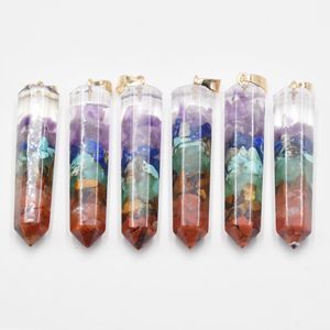 Orgonite Chakela Rainbow Seven Chakra charms amethysts Lapis Lazuli 7 colors stone pillar pendants diy Jewelry making necklace Accessories