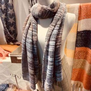 Knitted Acrylic Cashmere Wool Plaid Pashmina Winter Shawls Scarf Women Men