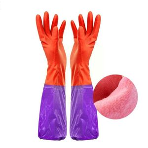 Одноразовые перчатки длиной 1PAIR Rubber Velvet Ovempet Dishashing Chutte Culten Waterpant Waterpaint Scrubber Antiskid W M7L1