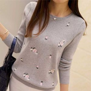 LCOBHE jesień sweter kobiety haft z dzianiny z dzianiny i sweter kobieta tricot jersey jumper pull femme 211011