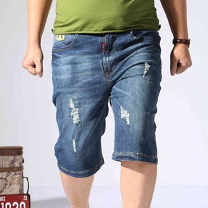 Mens Shorts Stor Storlek Sommar Stor Storlek Bermuda Man Ripped Lightweight Micro Stretch Breeches Män Plus Storlek Män Denim Shorts 210518