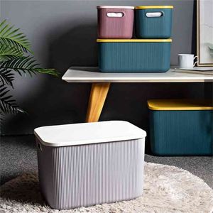 Stor plastkläder Förvaringslåda Barnleksaker Arrangör Container Creative Home Bins med lock 210922