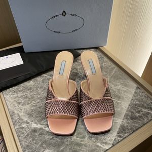 2021 Brand Designer Women billow Slippers Cross Weaving Round Toe Shoe with Skirt Pouch Slipper High heels Good Quality Beach Shoes Include