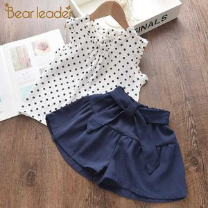 Bear Leader Girls Set di abbigliamento casual Fashion Kids Top a pois e pantaloni Abiti estivi Kid Abbigliamento per bambini 2 pezzi 210708