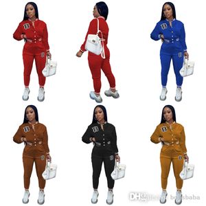 Mujeres Chándales Diseñador Béisbol Uniforme Carta Impreso Cardigan Varsity Chaqueta Moda Primavera Suéter Traje