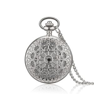 Vintage Men Pocket Watch Retro Bronston Rund Form Spindel Web Mönster Klockor Med Kedjehalsband