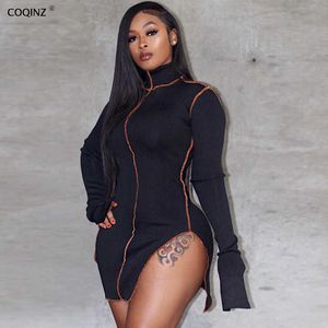 Woman Sexy Bodycon Dress Winter Long Sleeve Bandage Dresses For Women Party Night Club African Black Clothes D052123W 210712