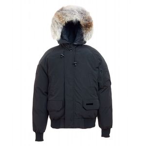 Men's Down Bomber Jackets Coyote Fur Hooded Winter Outdoor Coat